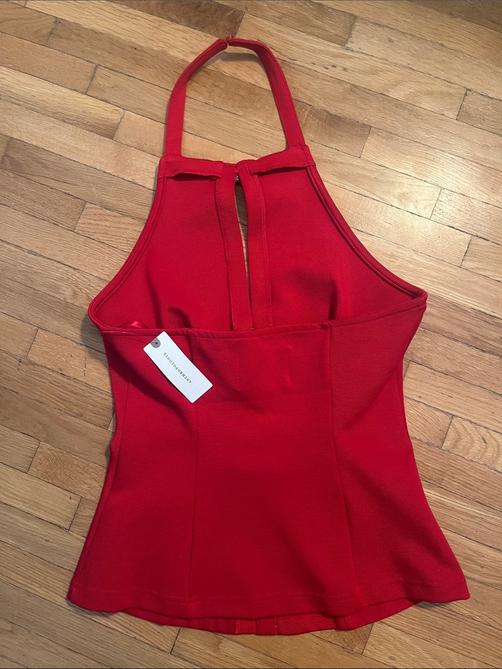 Anthropologie Red Halter Dress with Rhinestone Bows - Picture 4 of 4